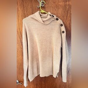 Staccato Cream Button-Shoulder Turtleneck Sweater